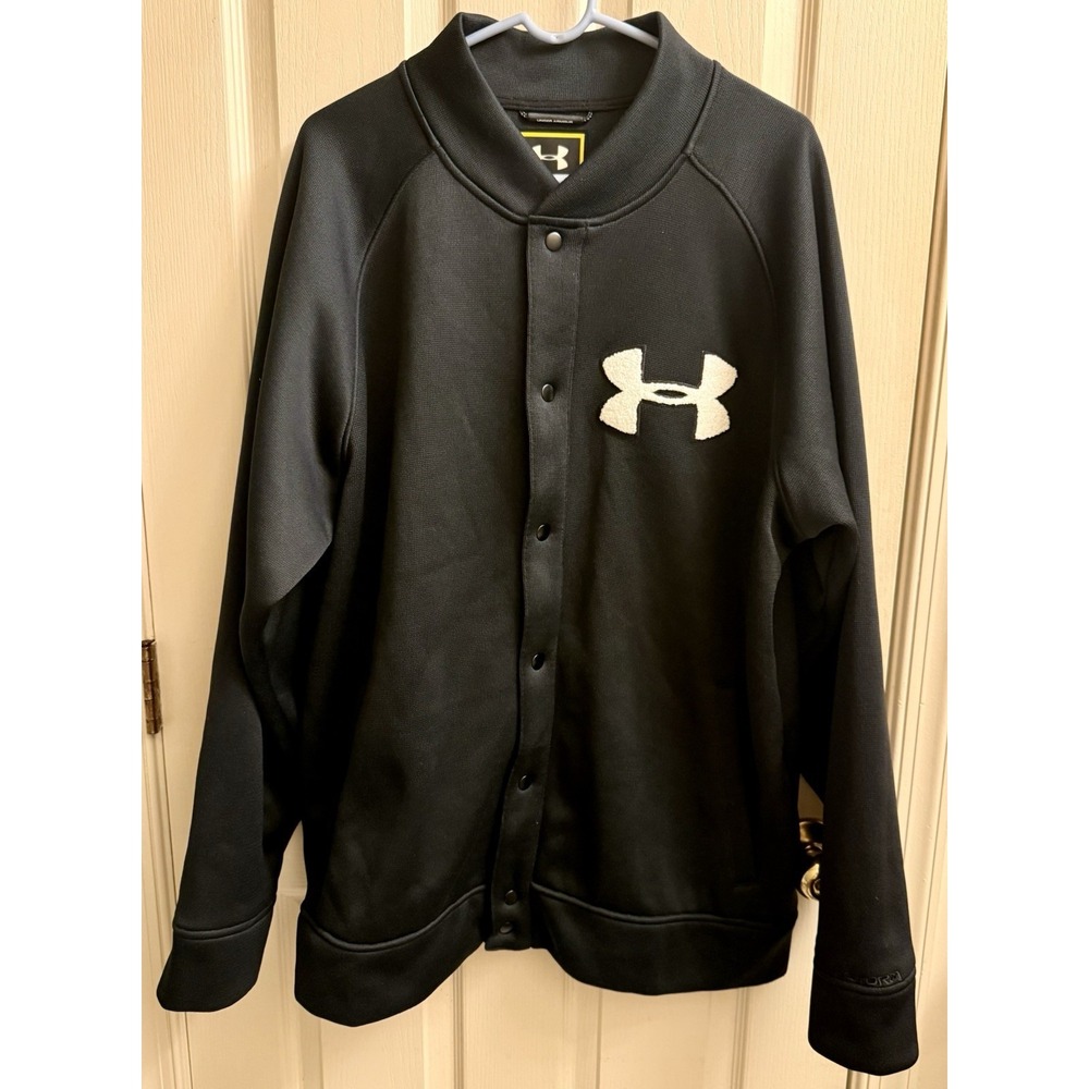 Under Armour Mens Black Varsity Snap Button Jacket Coat‎ 2XL